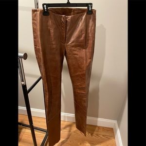 Soft calfskin leather, Rich Brown, flared bottom slacks. Wilsons leather.